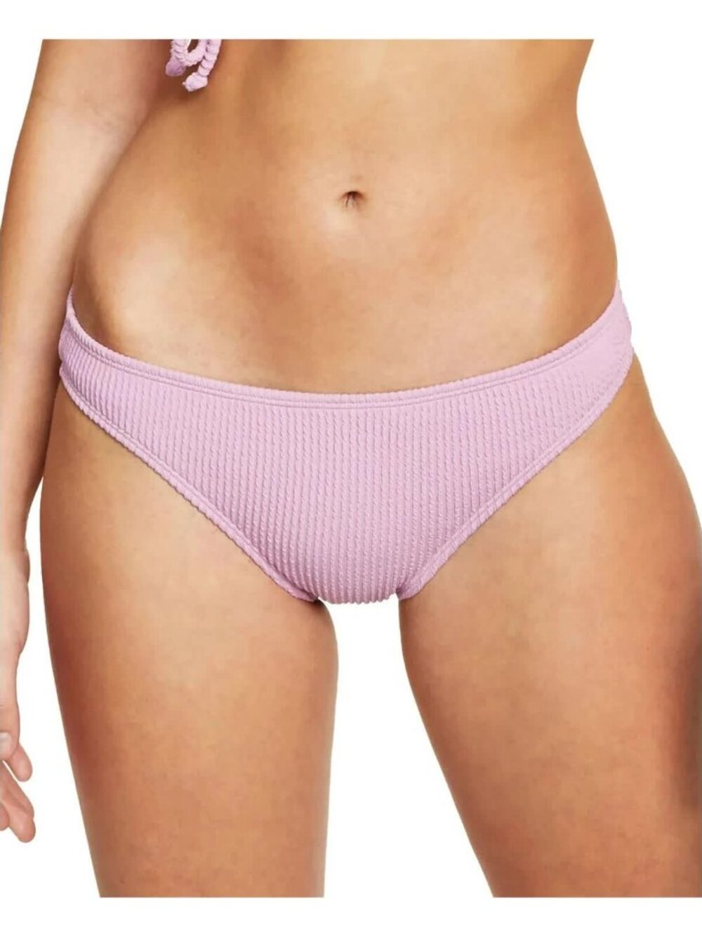 Salt & Cove Juniors Sandy Rib Dusty Lilac Textured Hipster Bikini Bottoms Size L